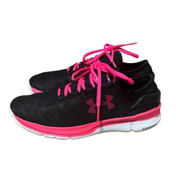 BUY UNDER ARMOUR WOMENS SPEEDFORM TURBULENCE RUNNING SHOES. SIZE 9.5 BLACK/ pink - Picture 4 of 11